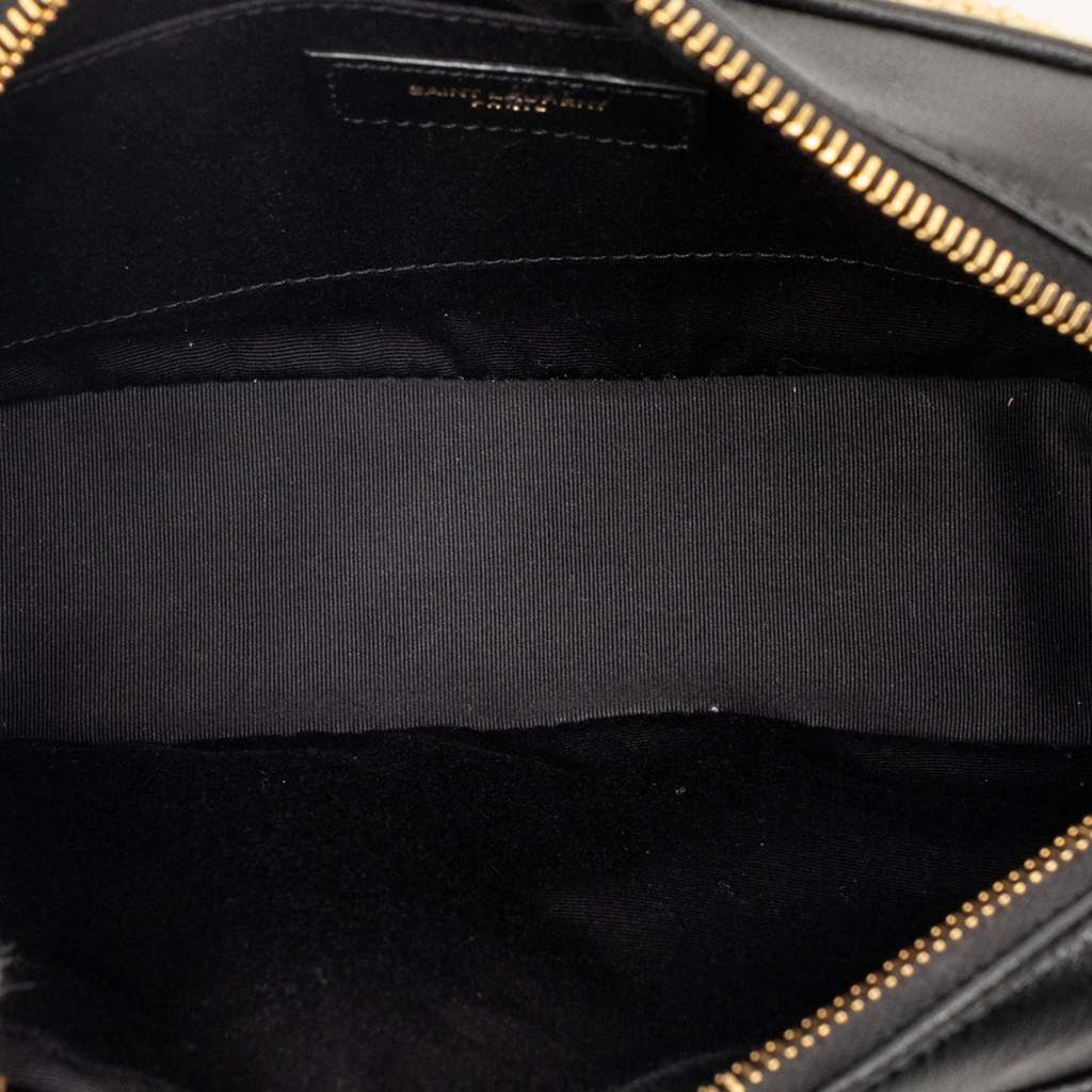 Saint Laurent Woven Raffia and Leather Lou Camera Bag Beige Very good condition - Model View