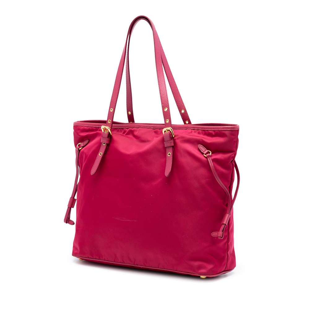Prada Saffiano Trimmed Tessuto Tote Pink Very good condition - Back View