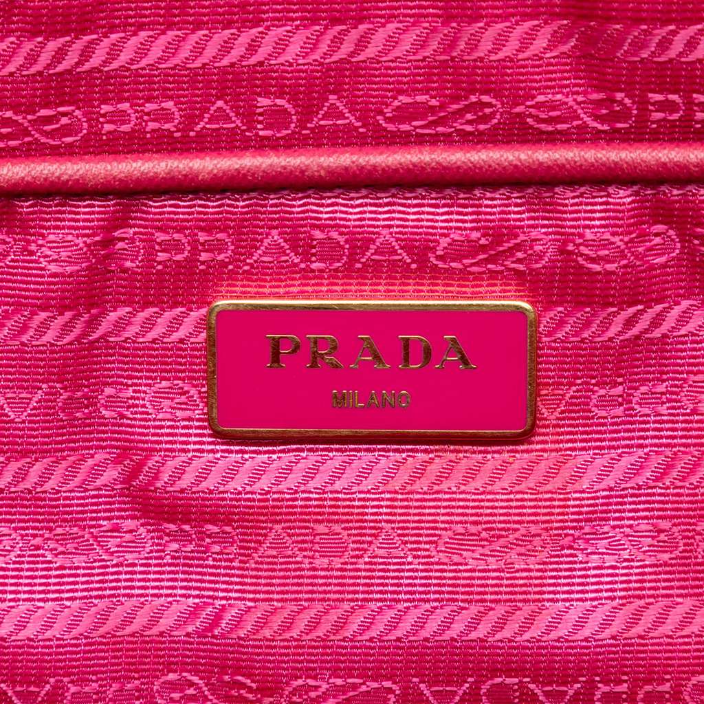 Prada Saffiano Trimmed Tessuto Tote Pink Very good condition - Box View
