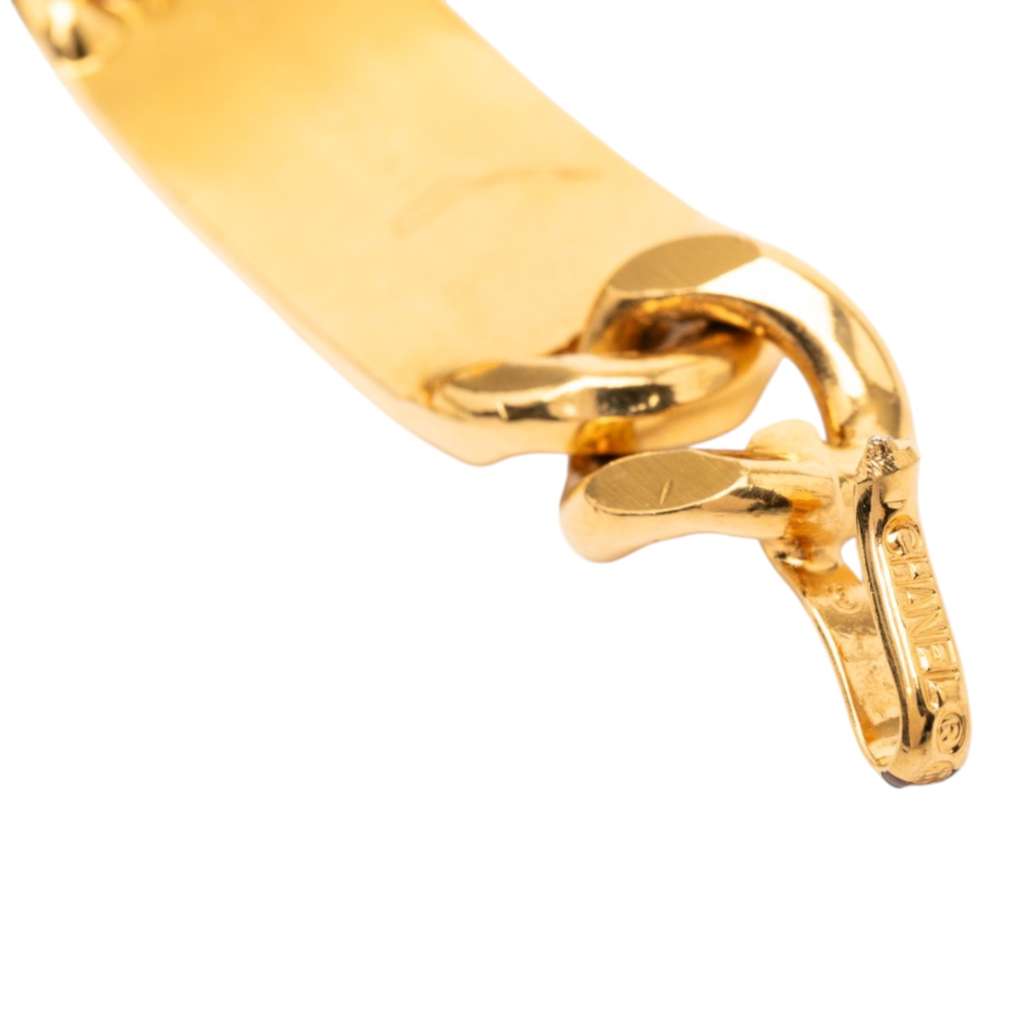 Chanel Gold Plated Leather Woven Medallion Chain Belt Gold Metal Very good condition - Inside View