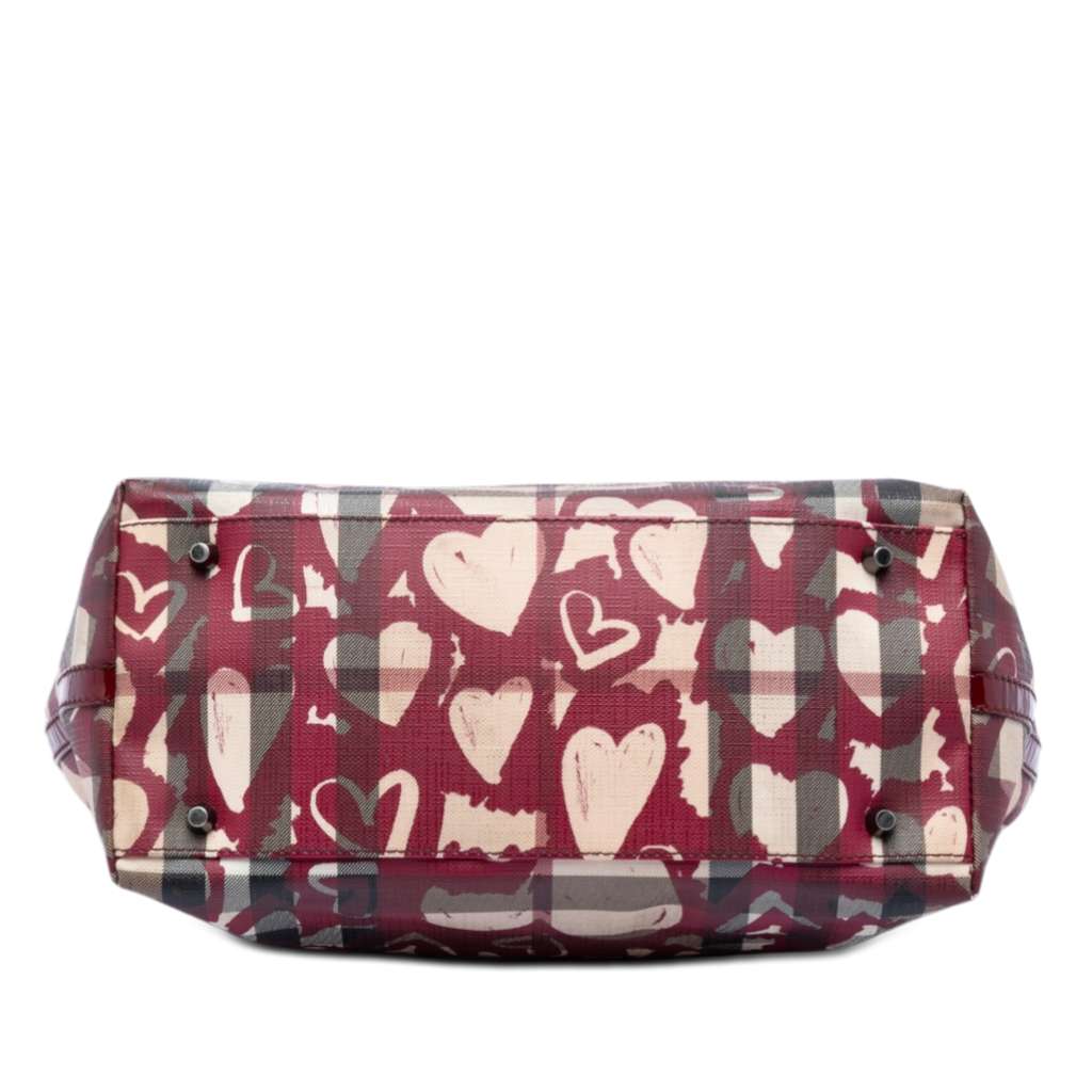 Burberry House Check Coated Canvas Hearts Gracie Tote Red Canvas Very good condition - Inside View