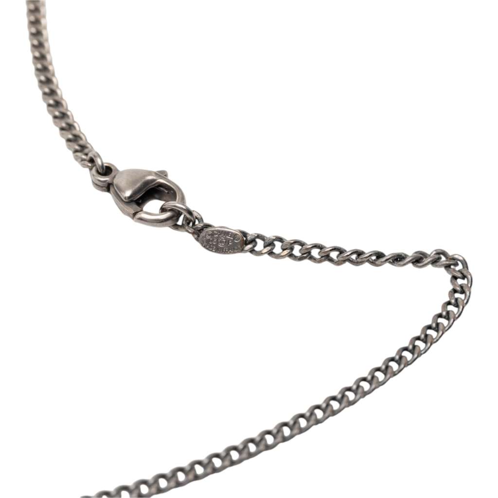 Chanel CC Silver Plated Quilted Dog Tag Pendant Necklace Silver Metal Very good condition - Box View