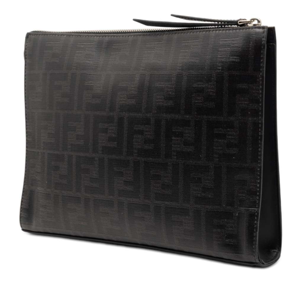 Fendi Zucca Coated Canvas Clutch Black Canvas Very good condition - Back View
