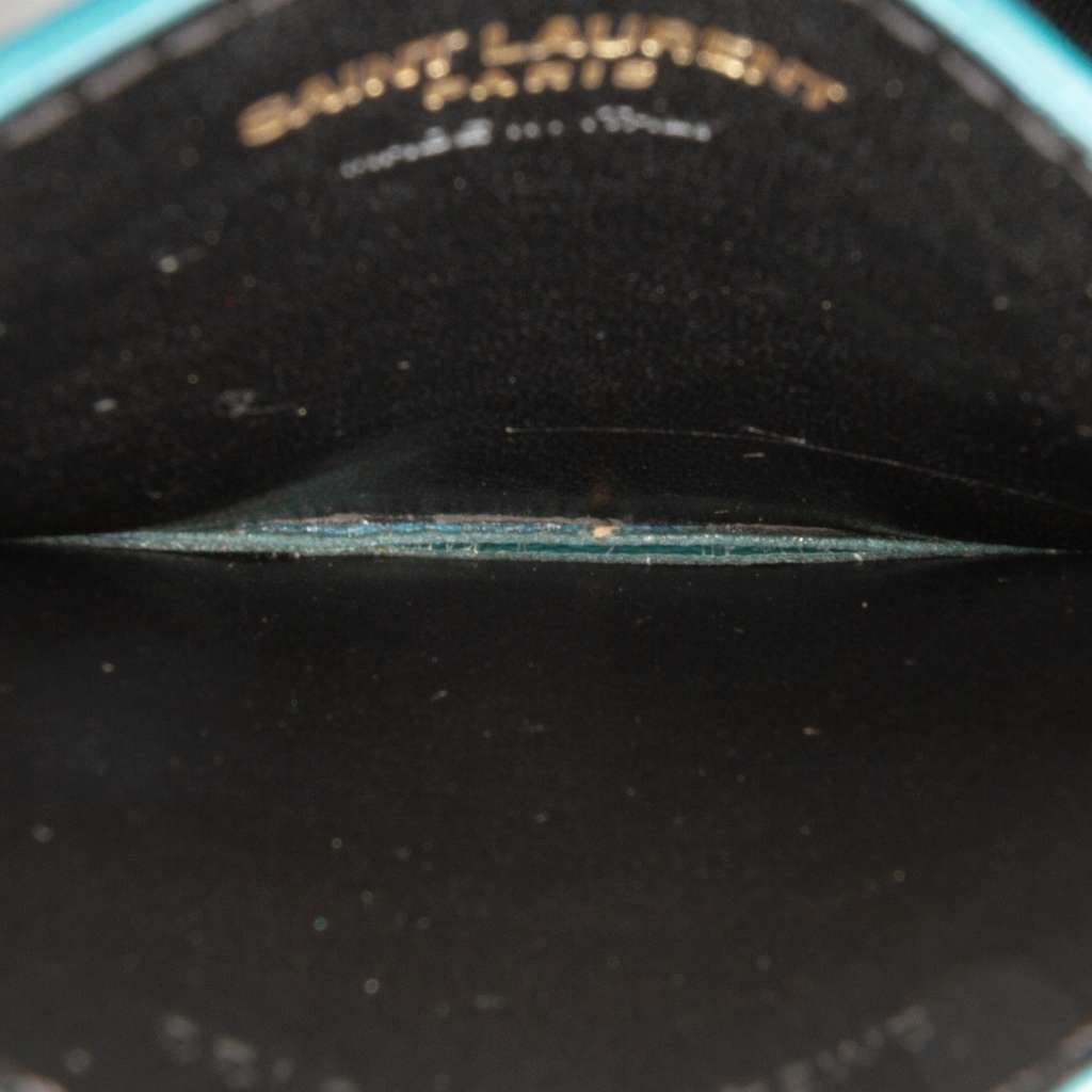 Saint Laurent Grain De Poudre Monogram Cassandre Card Case Green Leather Very good condition - Model View