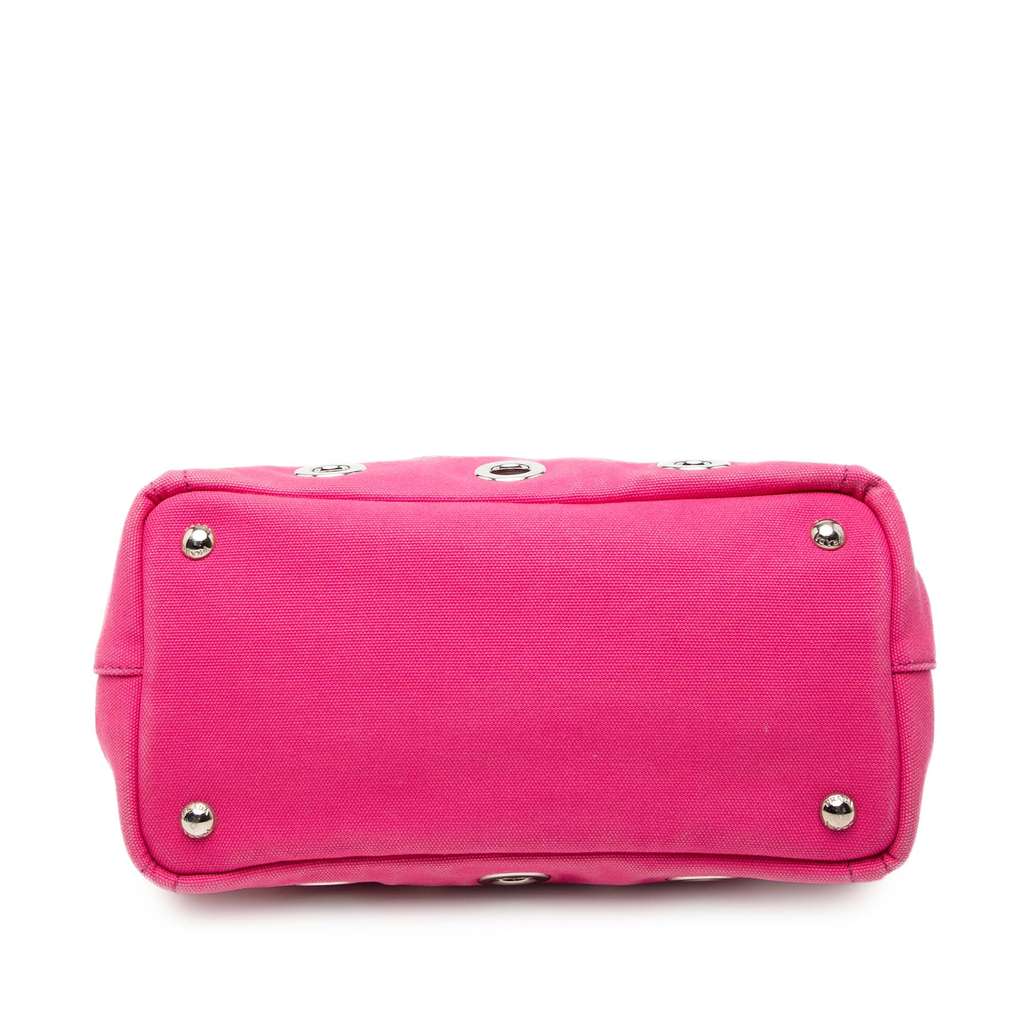 Prada Small Canvas Canapa Grommet Satchel Pink Canvas Very good condition - Inside View