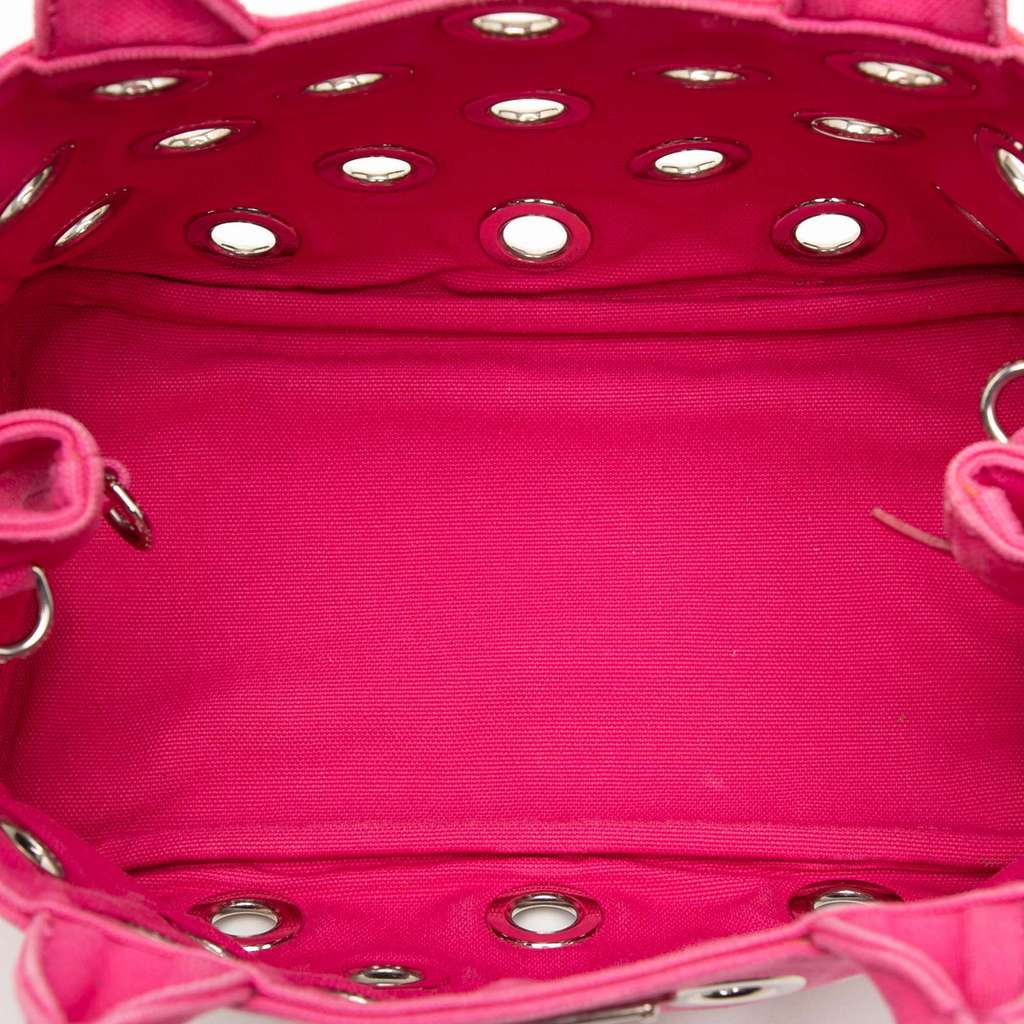 Prada Small Canvas Canapa Grommet Satchel Pink Canvas Very good condition - Model View