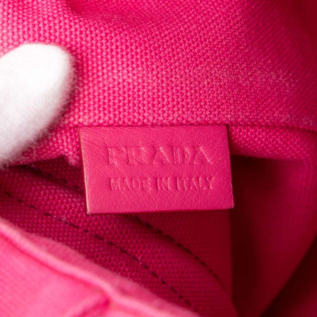 Prada Small Canvas Canapa Grommet Satchel Pink Canvas Very good condition - Box View