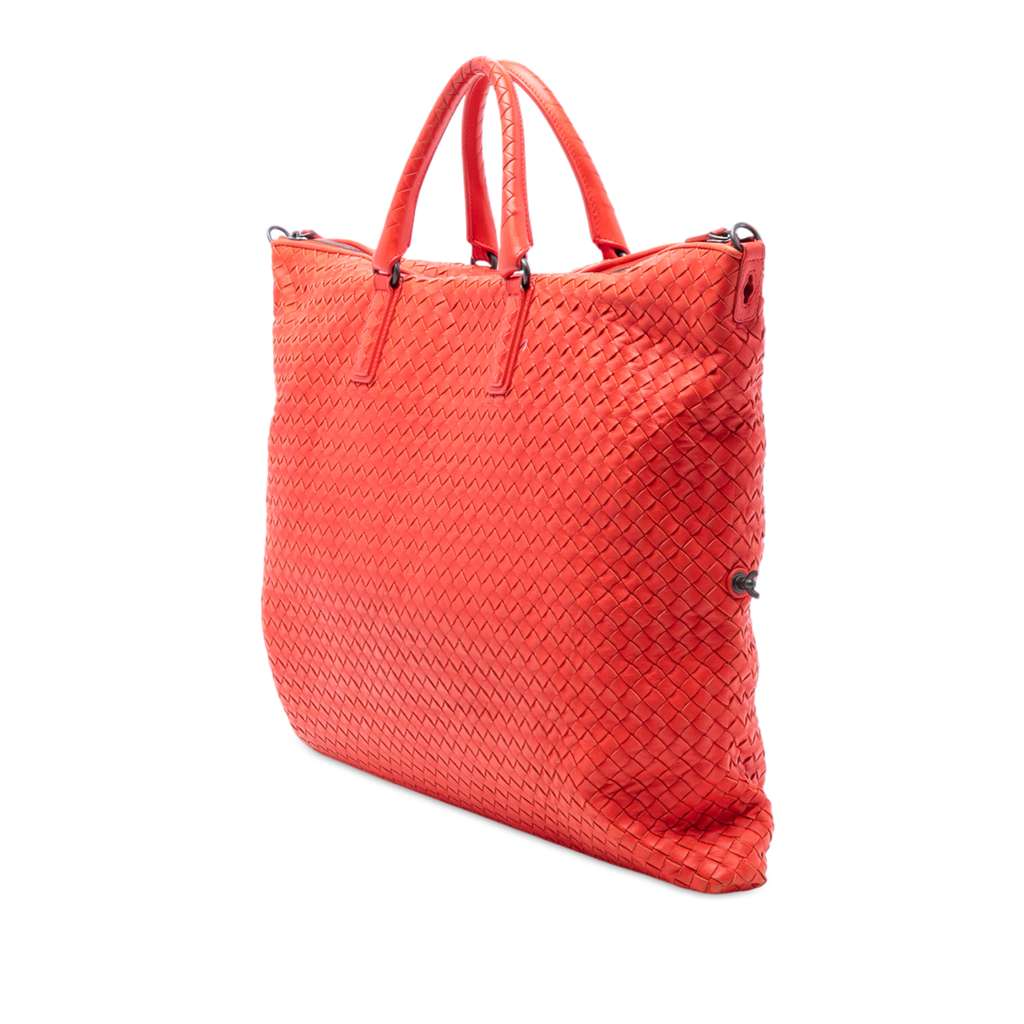 Bottega Veneta Maxi Nappa Intrecciato Convertible Tote Red Leather Very good condition - Back View