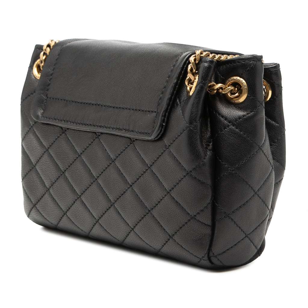 Saint Laurent Mini Quilted Lambskin Monogram Nolita Bag Black Leather Very good condition - Back View