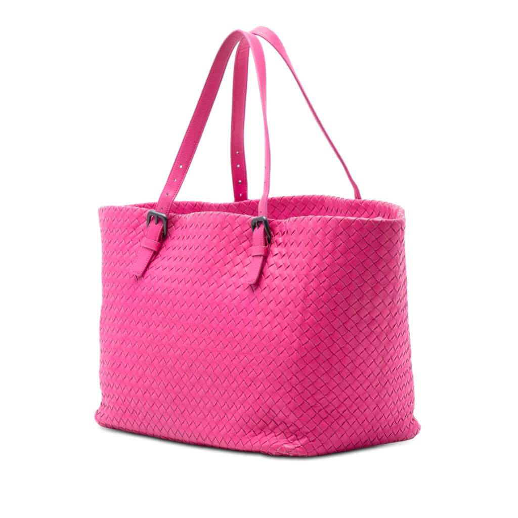 Bottega Veneta Large Nappa Intrecciato Cesta Tote Pink Leather Very good condition - Back View