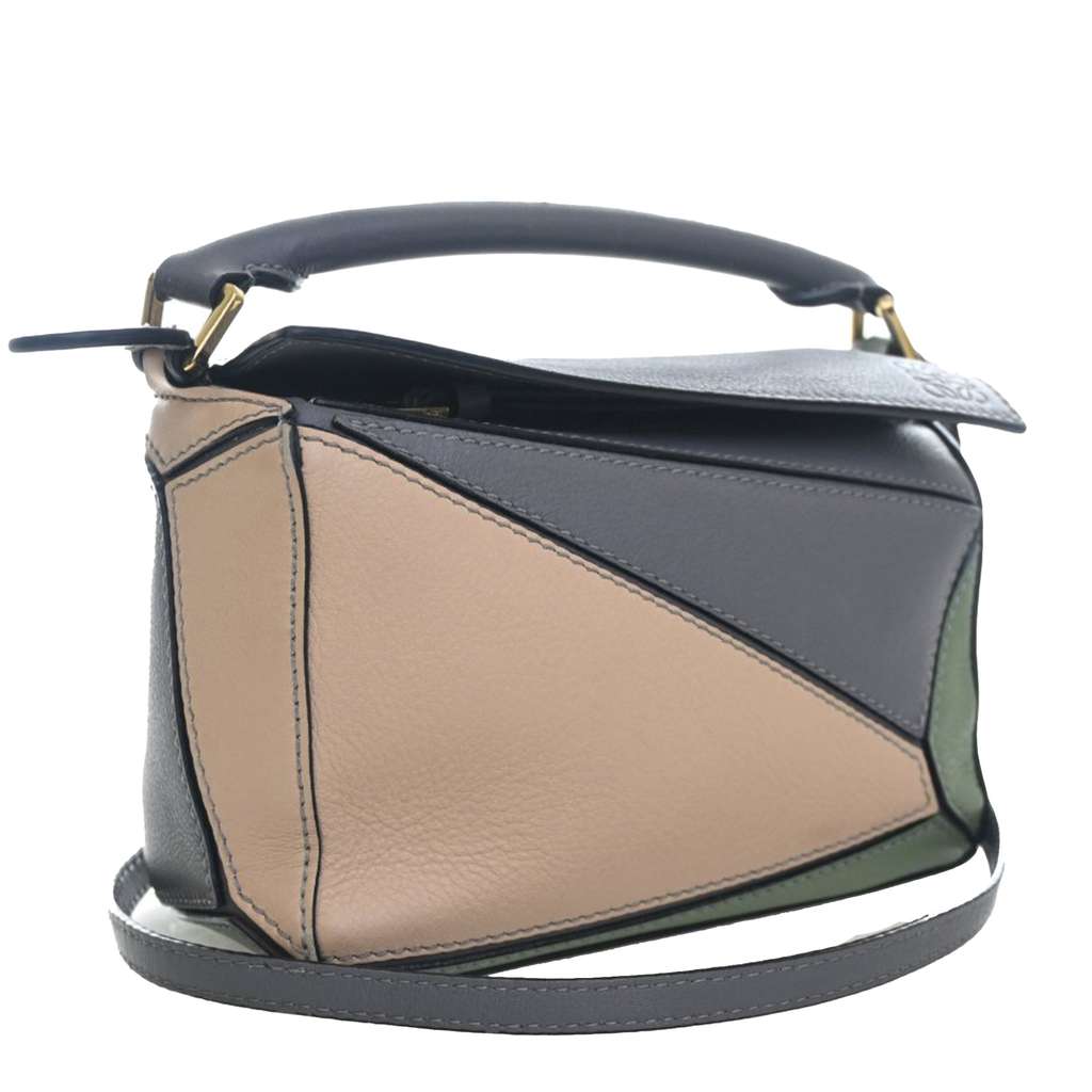Loewe Mini Tricolor Calfskin Puzzle Satchel Grey Leather Very good condition - Back View