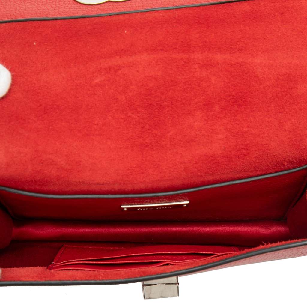 Miu Miu Goatskin Madras Miu Logo Crossbody Red Leather Very good condition - Model View