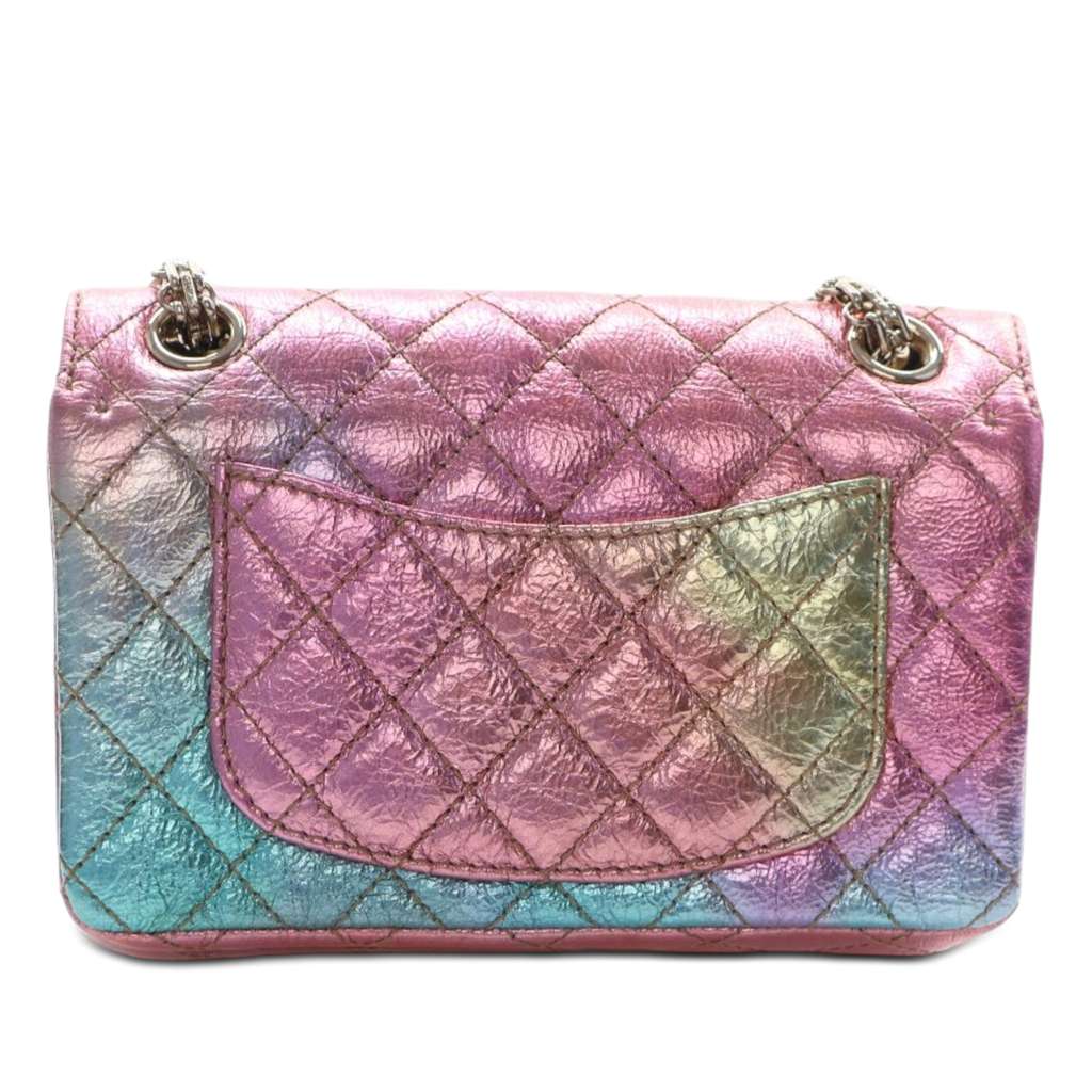 Chanel Crinkled Calfskin Rainbow Reissue 2.55 Single Flap 224 Pink Leather Very good condition - Model View