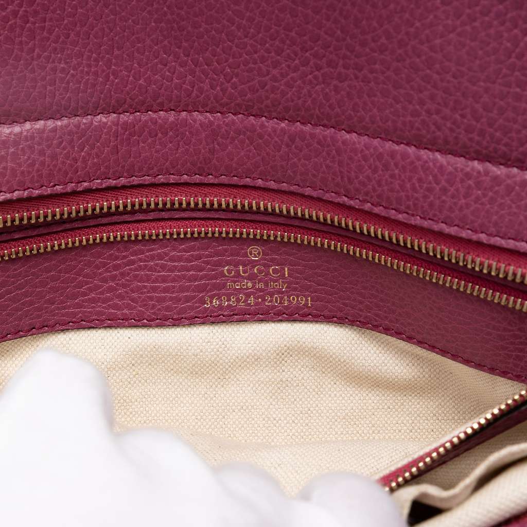 Gucci Leather Swing Convertible Tote Purple Leather Very good condition - Box View