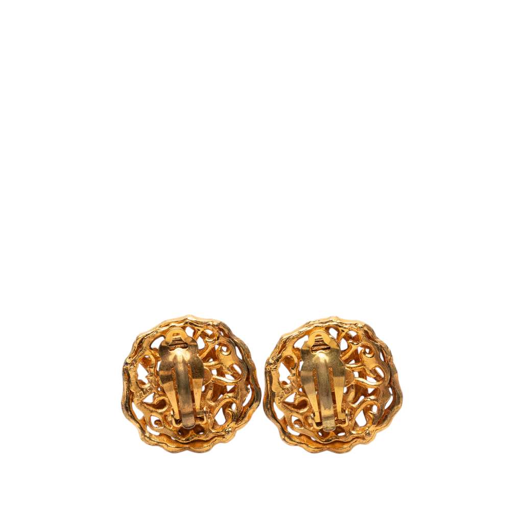 Chanel CC Gold Plated Clip on Earrings Gold Metal Very good condition - Back View