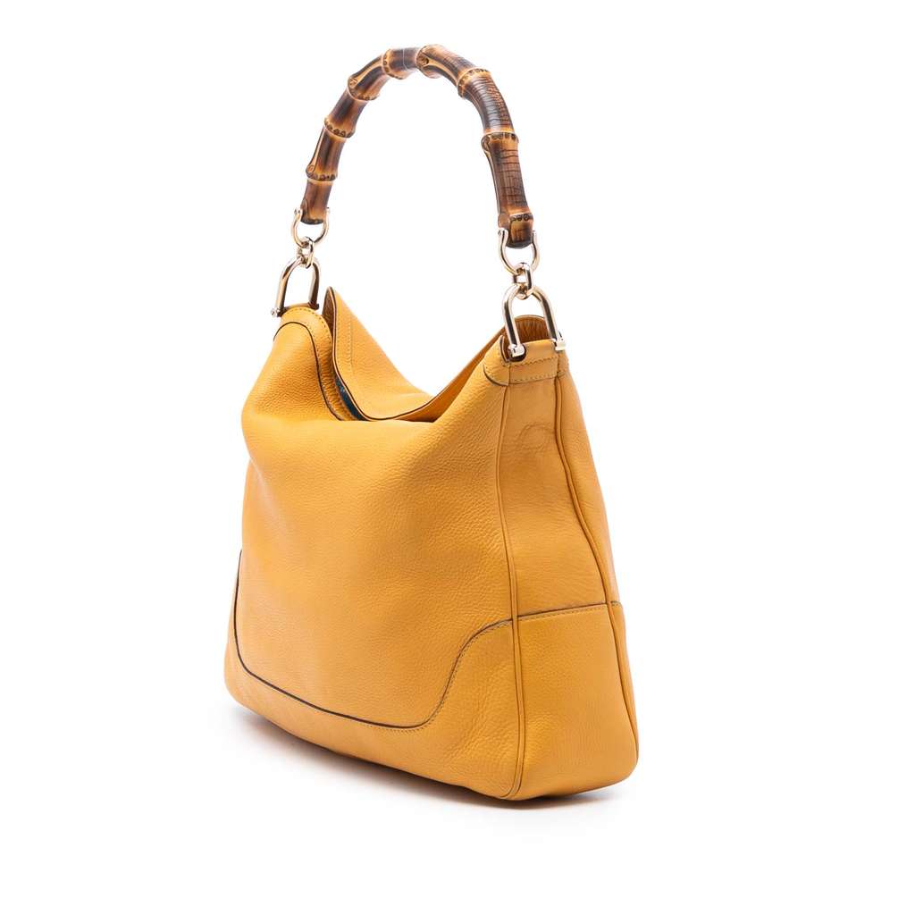 Gucci Calfskin Bamboo Diana Satchel Yellow Leather Very good condition - Back View