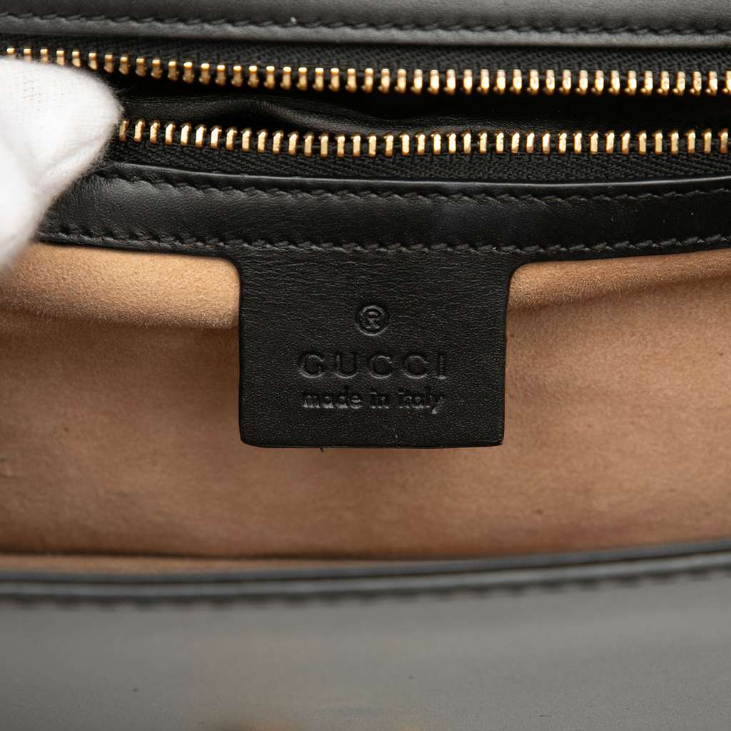 Gucci Small Leather Sylvie Web Satchel Black Leather Very good condition - Box View