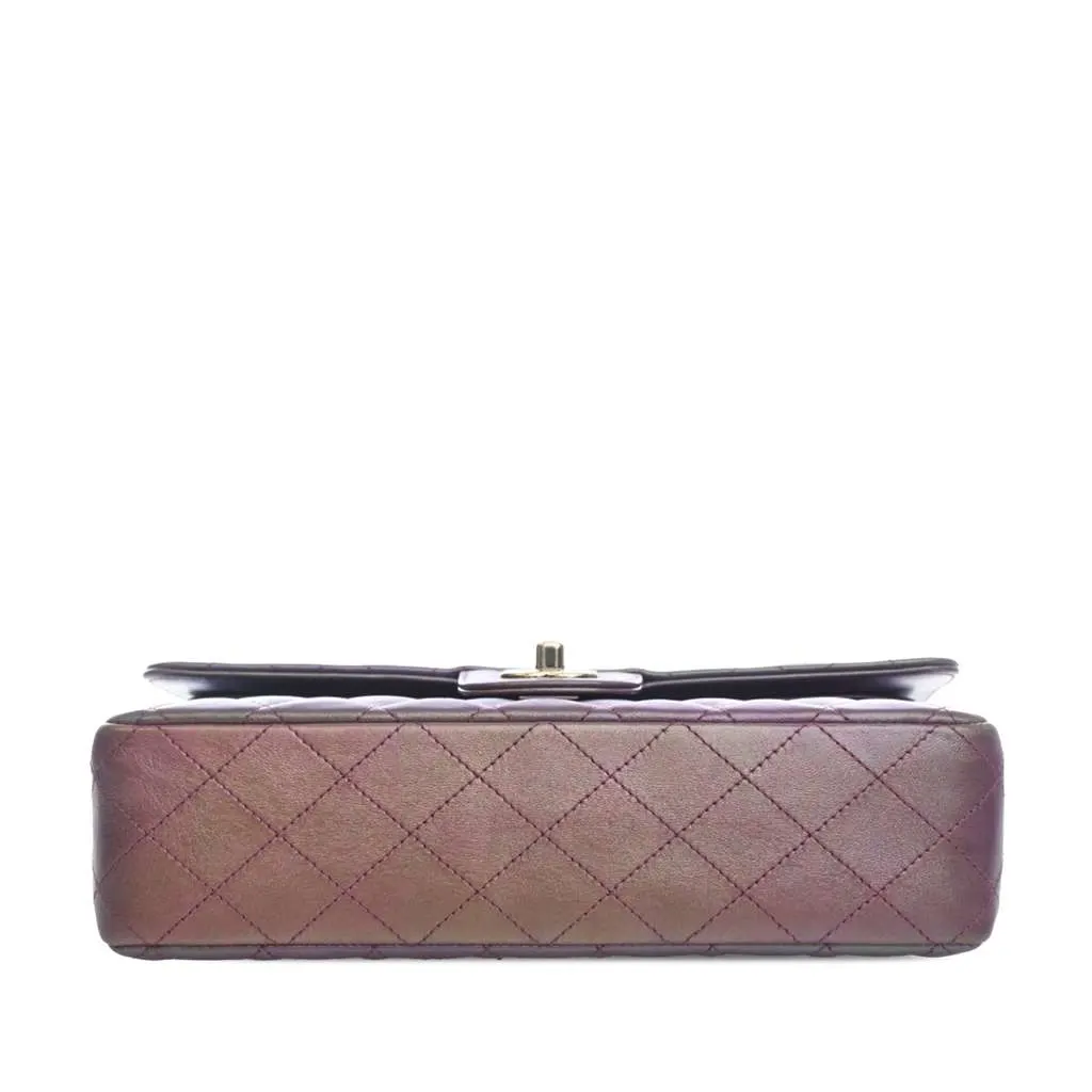 Chanel Medium Classic Iridescent Lambskin Double Flap Purple Leather Very good - Inside View