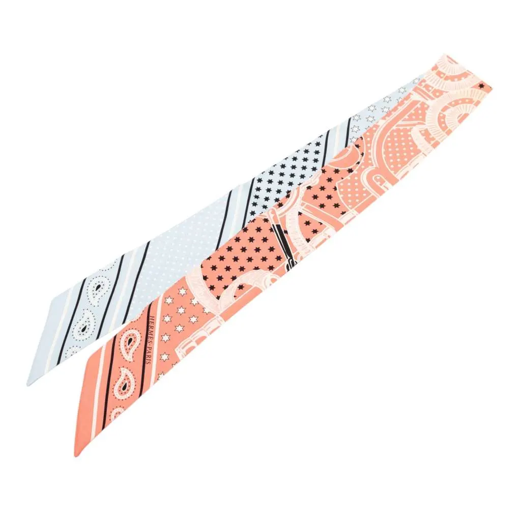 Hermès Eperon d Or Bandana Silk Twilly Scarf Orange Silk Very good - Front View