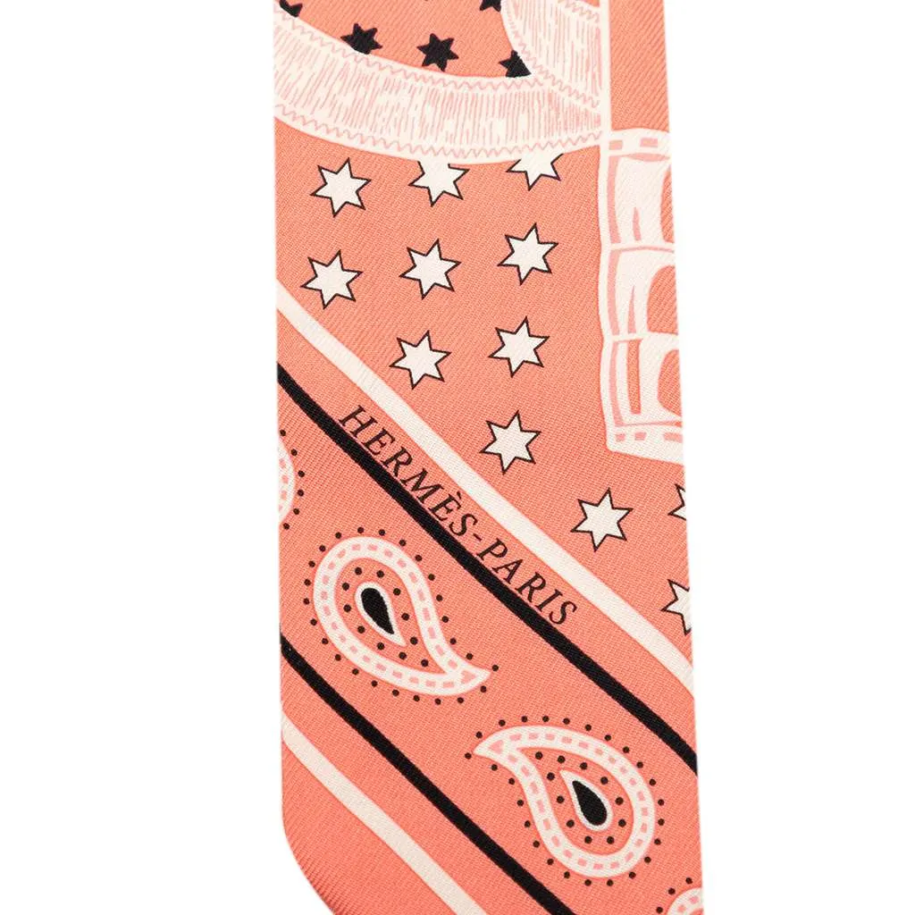 Hermès Eperon d Or Bandana Silk Twilly Scarf Orange Silk Very good - Model View