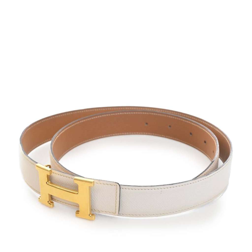 Hermès Epsom Constance H Reversible Belt White Leather Very good condition - Back View