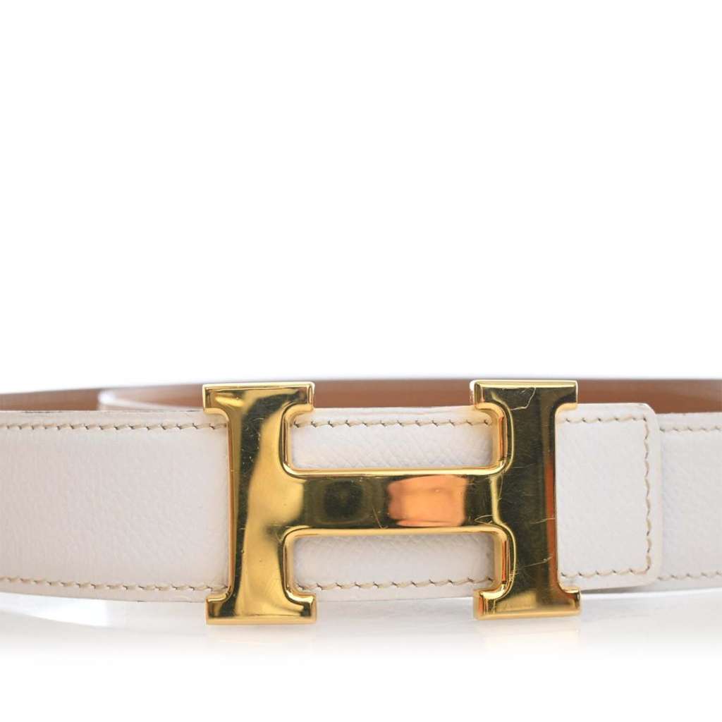Hermès Epsom Constance H Reversible Belt White Leather Very good condition - Box View