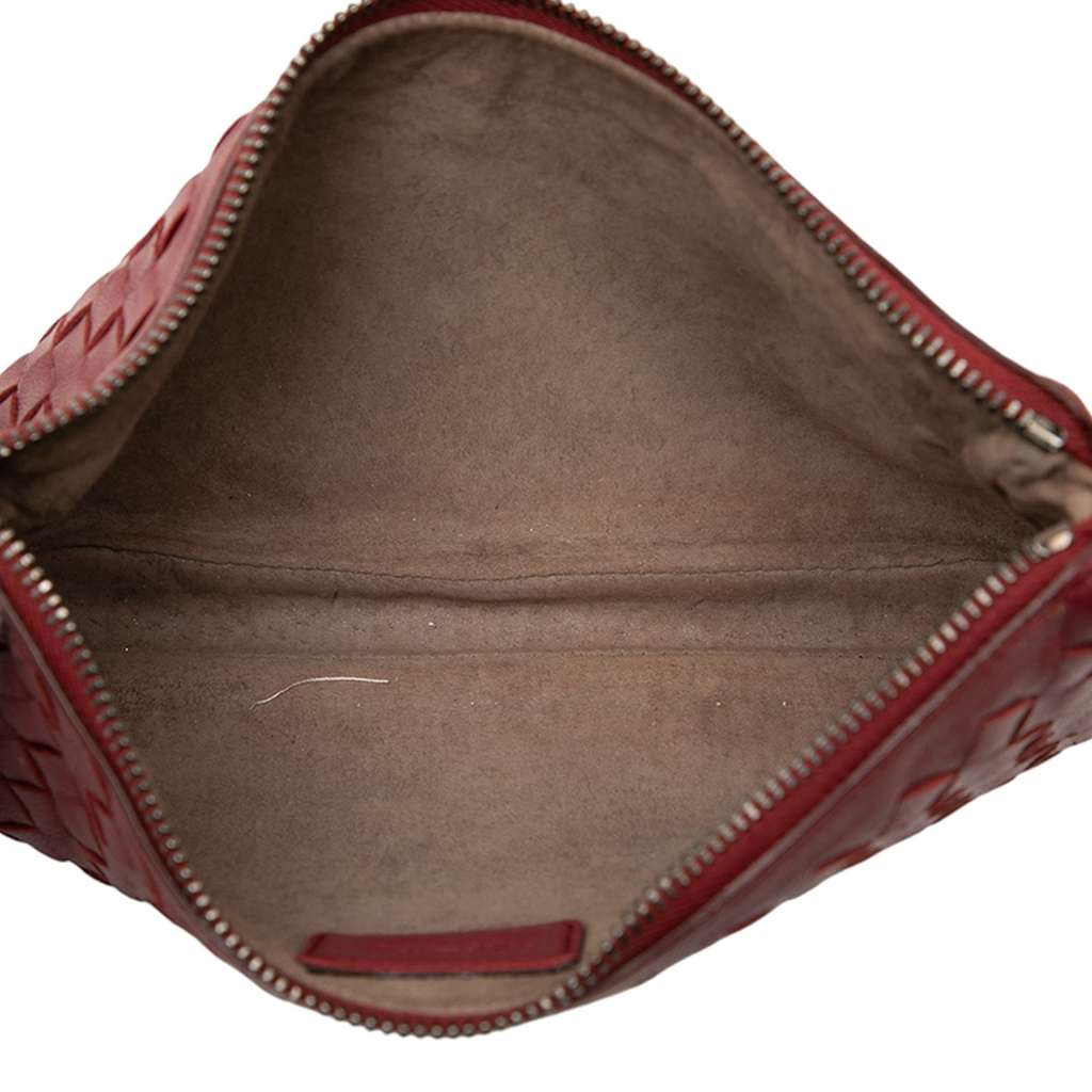 Bottega Veneta Nappa Intrecciato Pouch Red Leather Very good condition - Model View