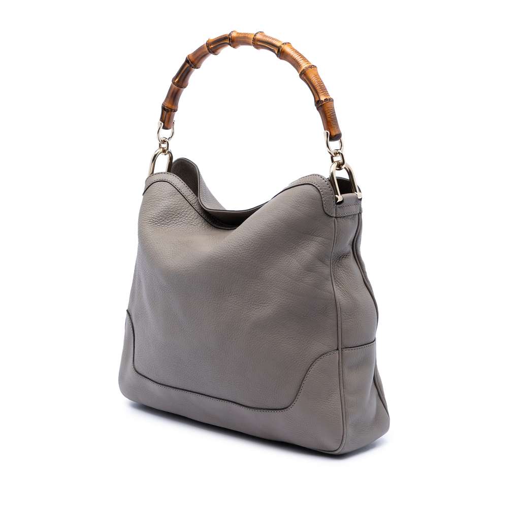 Gucci Calfskin Bamboo Diana Satchel Grey Leather Very good condition - Back View