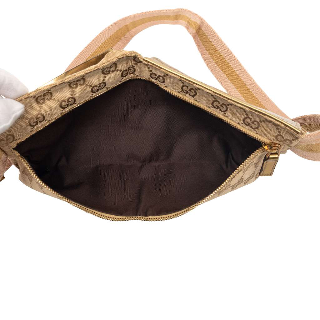 Gucci GG Canvas Web Double Pocket Belt Bag Beige Canvas Very good condition - Model View