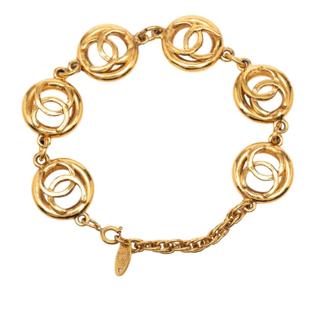 Chanel Gold Plated CC Logo Motif Chain Bracelet Gold Metal Very good condition - Inside View