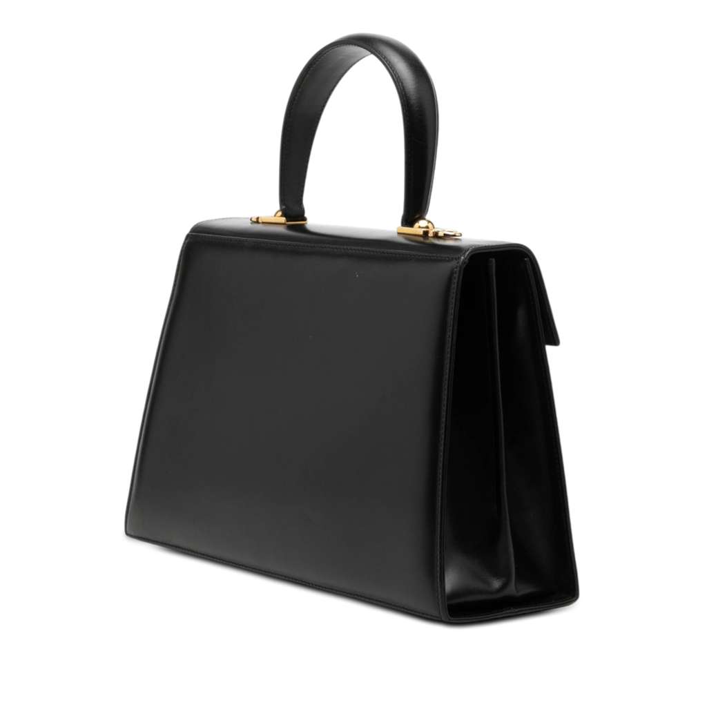 Salvatore Ferragamo Smooth Calfskin Gancini Iconic Top Handle Bag Black Leather Very good condition - Back View