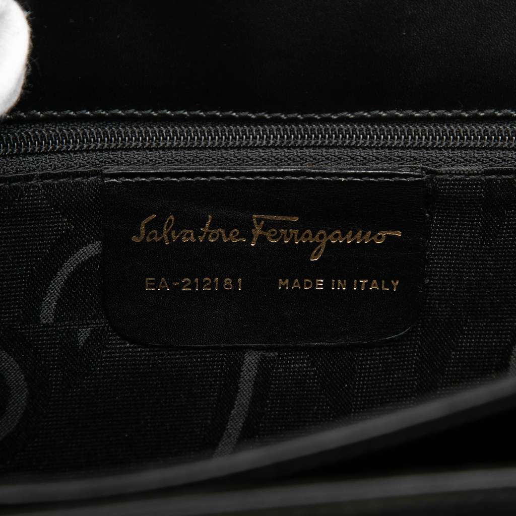 Salvatore Ferragamo Smooth Calfskin Gancini Iconic Top Handle Bag Black Leather Very good condition - Box View