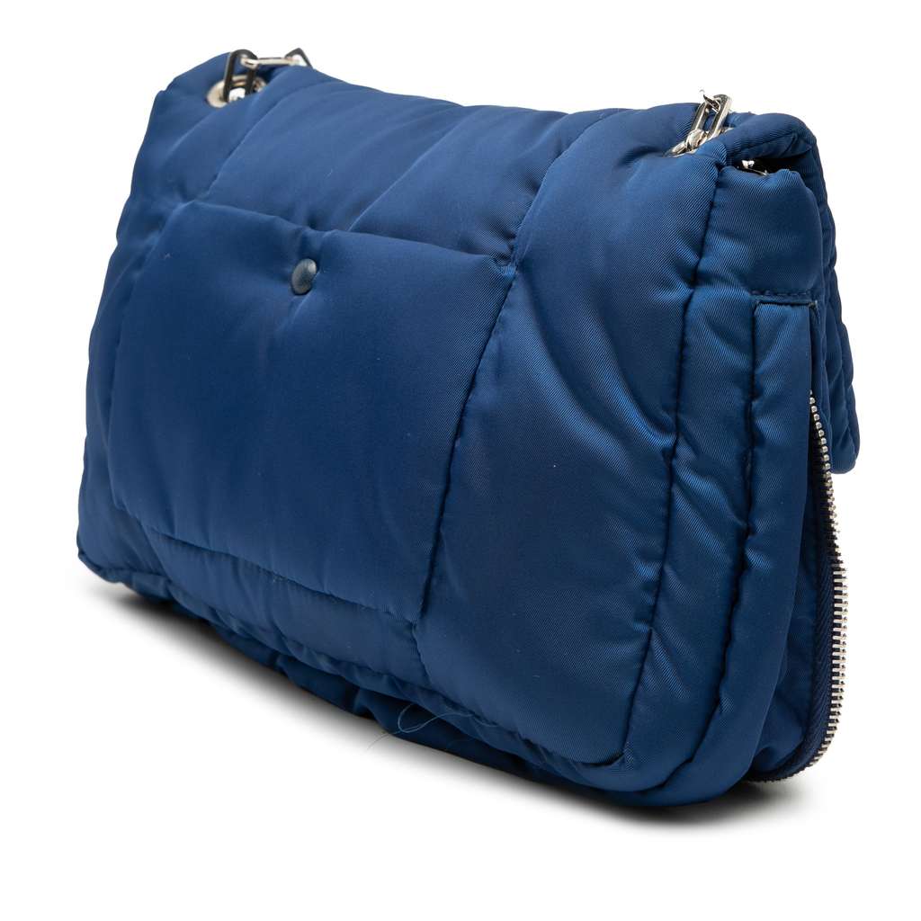 Prada Tessuto Bomber Sound Lock Chain Flap Blue Very good condition - Back View