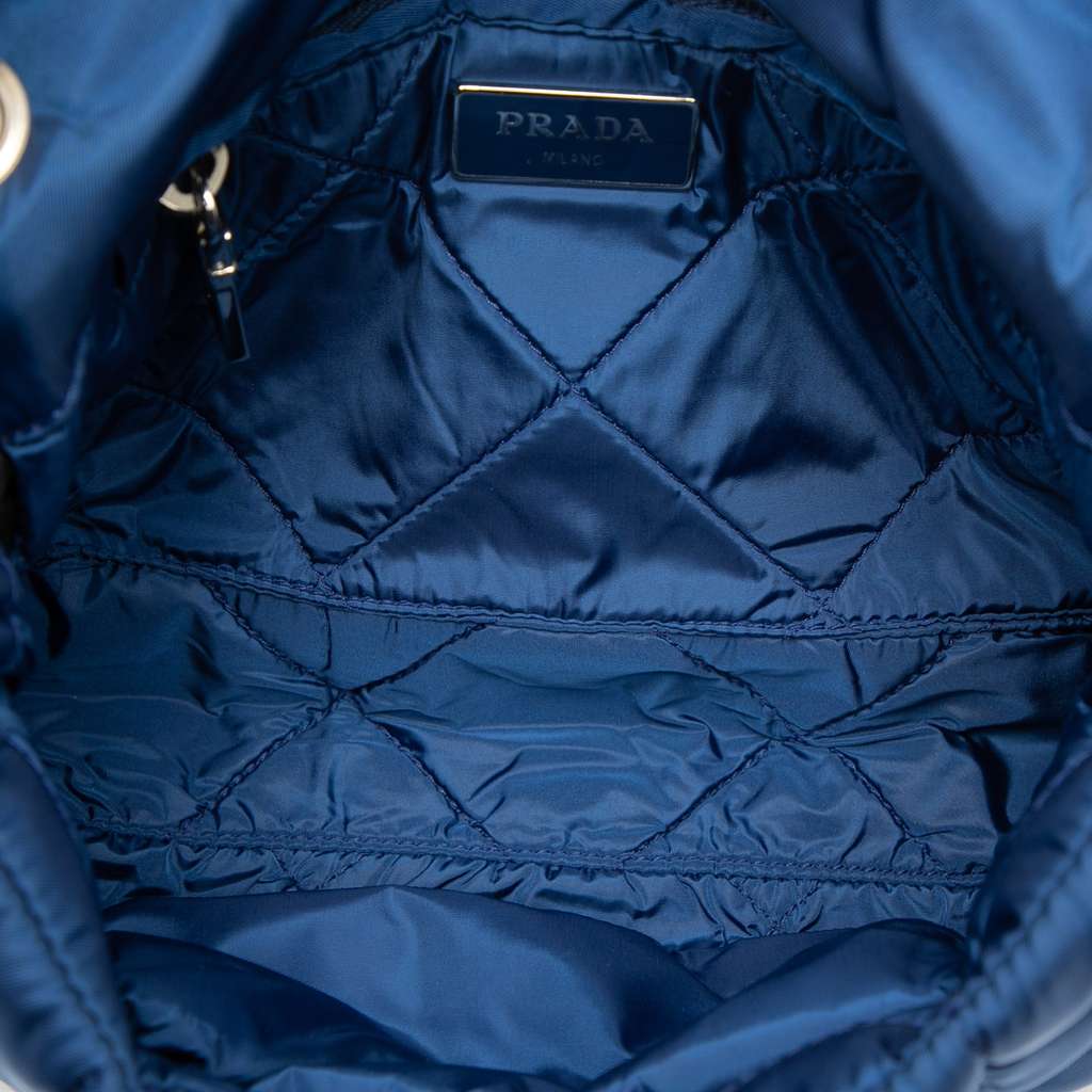 Prada Tessuto Bomber Sound Lock Chain Flap Blue Very good condition - Model View