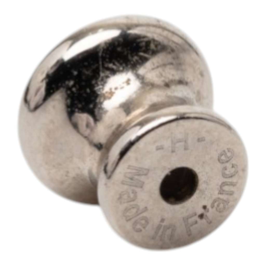 Hermès Silver Plated and Swift Leather Equestre Etrier Push Back Earrings Silver Metal Very good condition - Model View