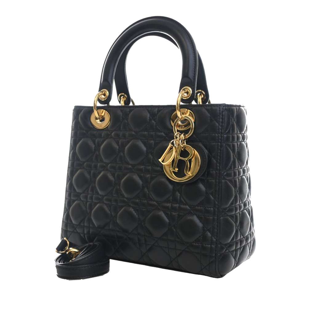 Dior Medium Lambskin Cannage Lady Dior Black Leather Very good condition - Inside View