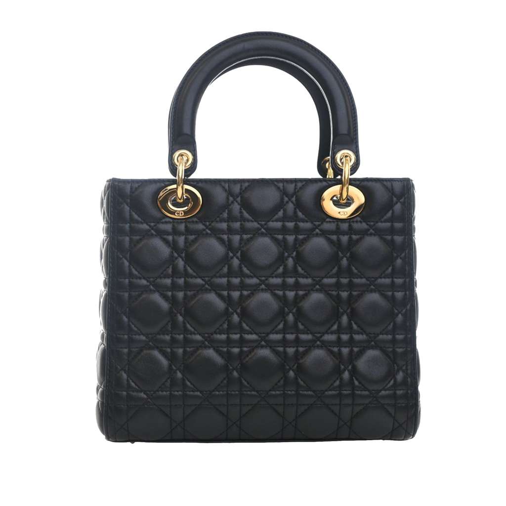 Dior Medium Lambskin Cannage Lady Dior Black Leather Very good condition - Model View