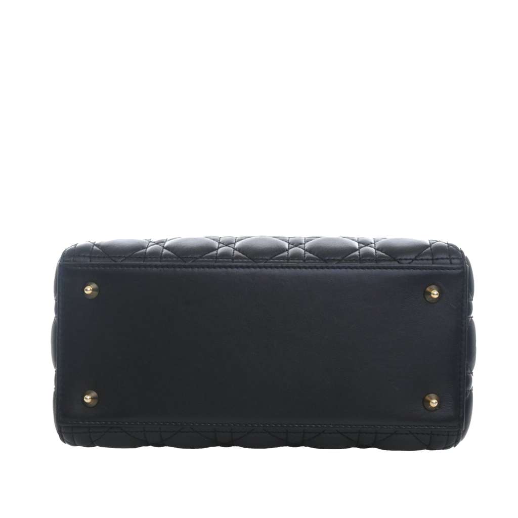 Dior Medium Lambskin Cannage Lady Dior Black Leather Very good condition - Box View