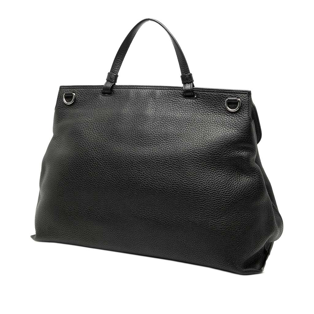 Gucci Large Leather Bamboo Daily Satchel Black Leather Very good condition - Back View