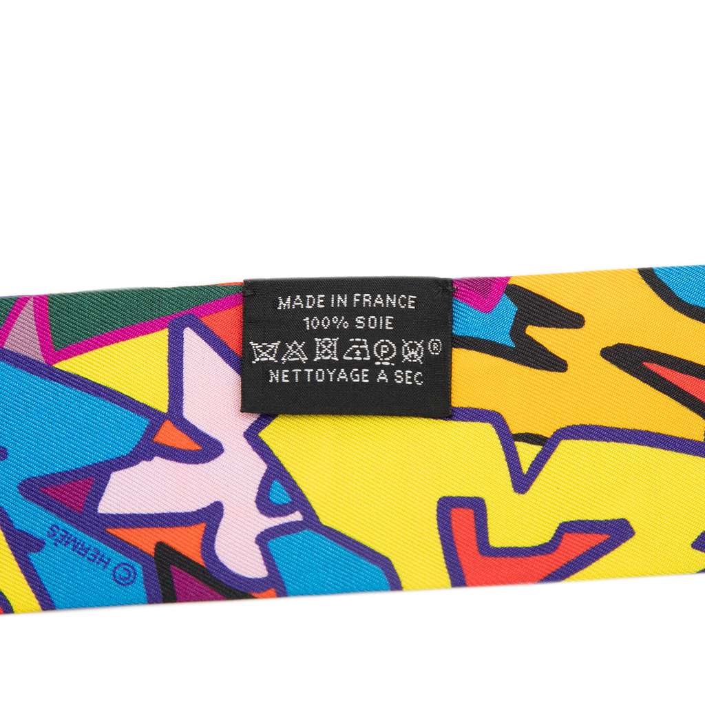 Hermès Graffiti Silk Twilly Scarf Blue Silk Very good condition - Back View