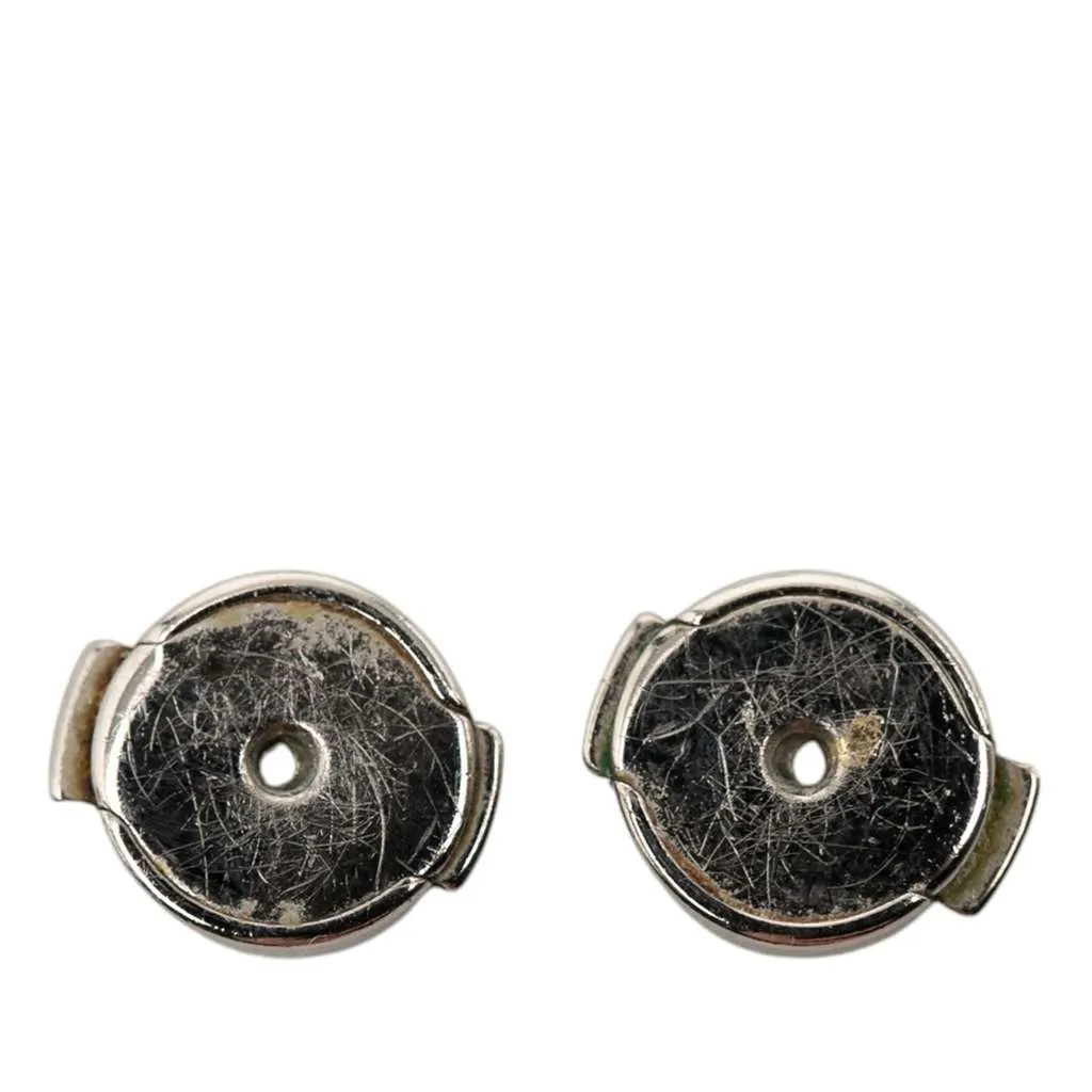 Hermès Palladium Plated Cage D H Cube Earrings Silver Metal Very good - Model View