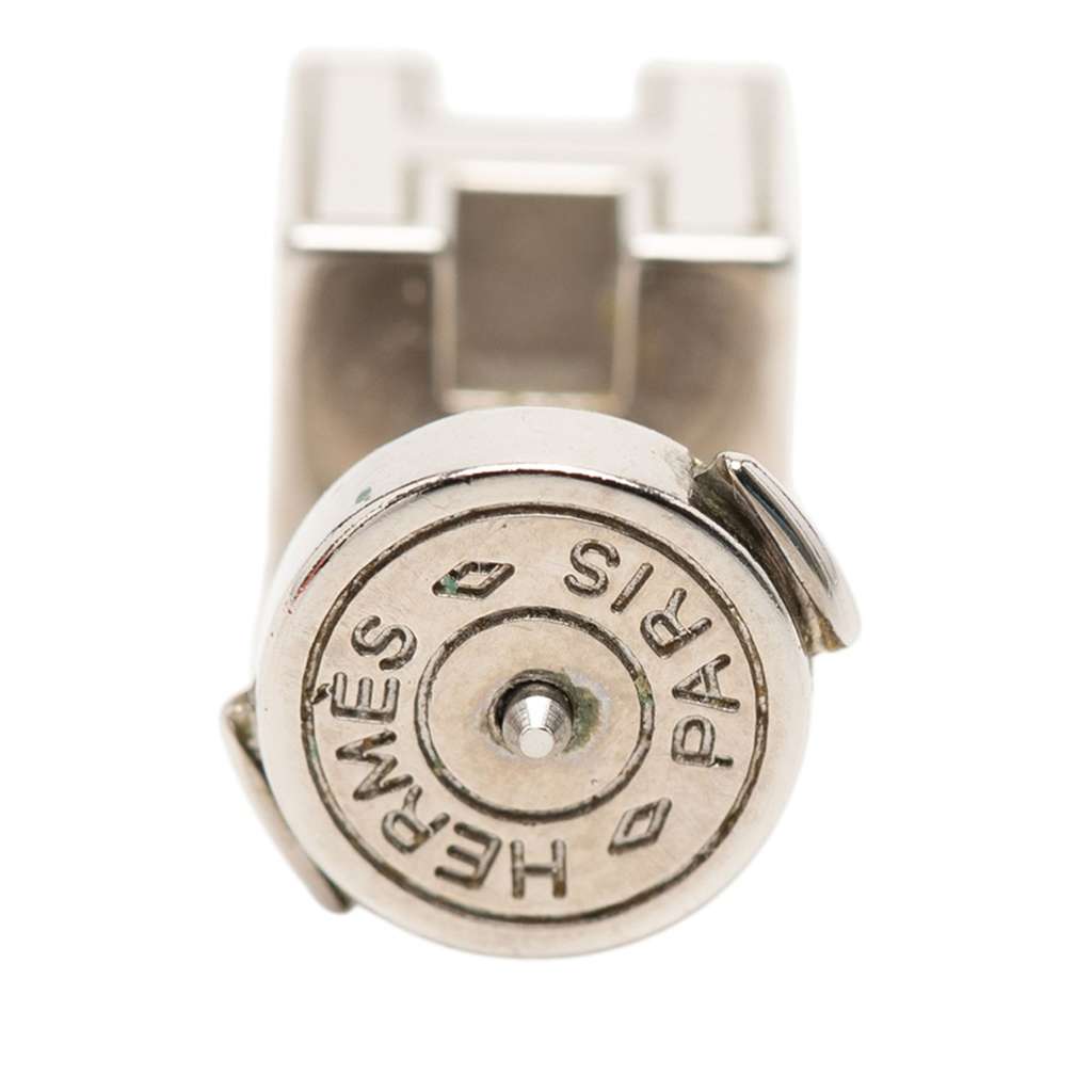 Hermès Palladium Plated Cage D H Cube Earrings Silver Metal Very good condition - Box View