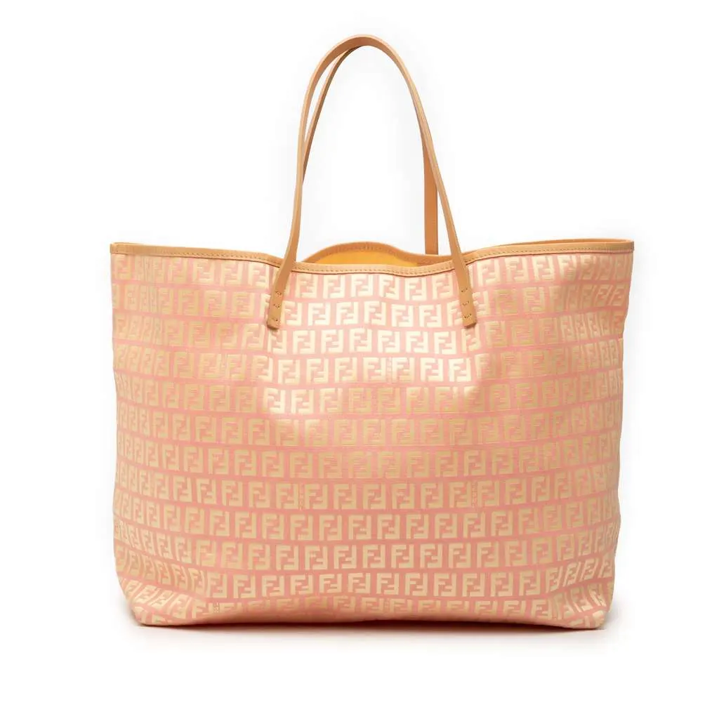 Fendi Medium Zucchino Canvas Roll Tote Pink Canvas Very good - Front View