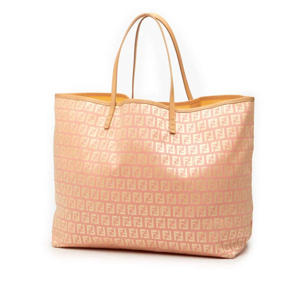 Fendi Medium Zucchino Canvas Roll Tote Pink Canvas Very good - Back View