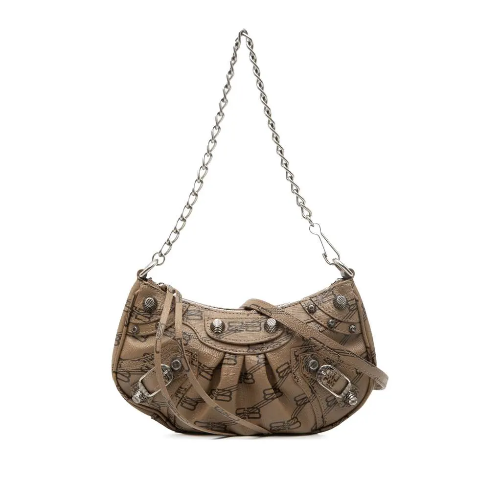 Balenciaga Mini BB Monogram Coated Canvas Le Cagole Brown Canvas Very good - Front View