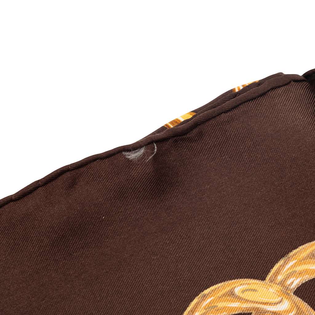 Chanel CC Medallion Chain Printed Silk Scarf Brown Silk Very good condition - Model View