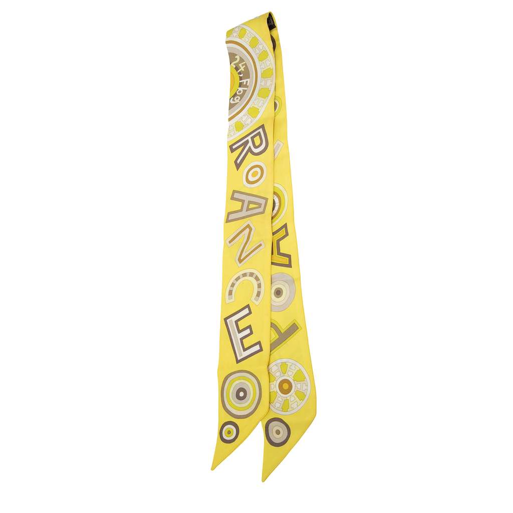 Hermès Tohu Bohu Silk Twilly Scarf Yellow Silk Very good condition - Back View