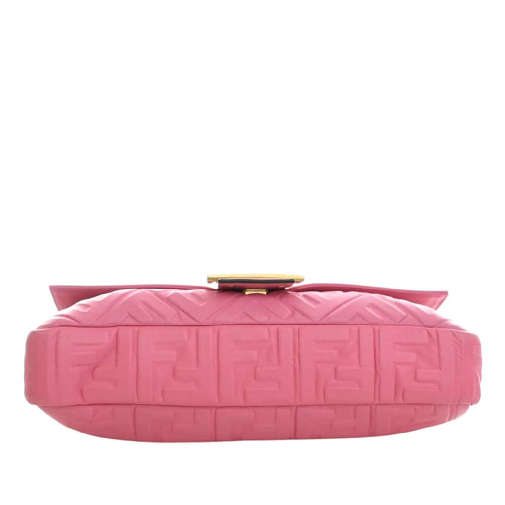 Fendi Large Zucca Embossed Leather Baguette Satchel Pink Leather Very good condition - Box View