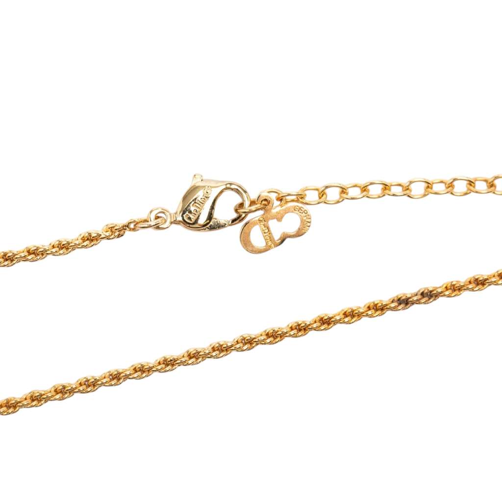 Dior Gold Plated Strass CD Logo Pendant Necklace Gold Metal Very good condition - Model View