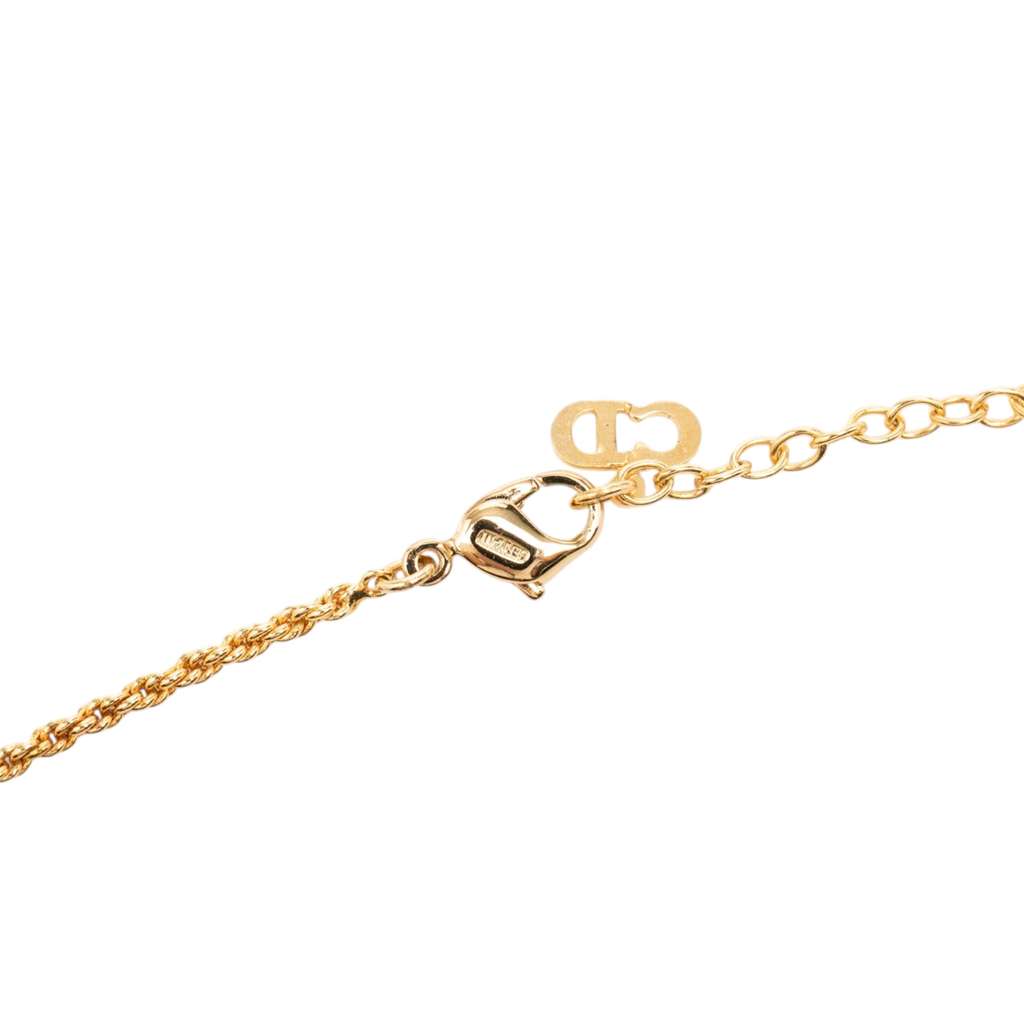 Dior Gold Plated Strass CD Logo Pendant Necklace Gold Metal Very good condition - Box View